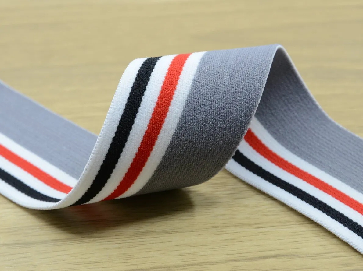 1.5 inch (40mm) Wide Colored Plush Striped Elastic Band, Waistband Elastic, Sewing Elastic