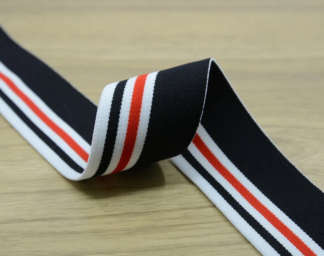 1.5 inch (40mm) Wide Colored Plush Striped Elastic Band, Waistband Elastic, Sewing Elastic