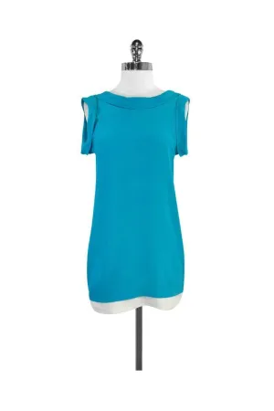 3.1 Phillip Lim - Teal Silk Short Sleeve Shift Dress Sz 2