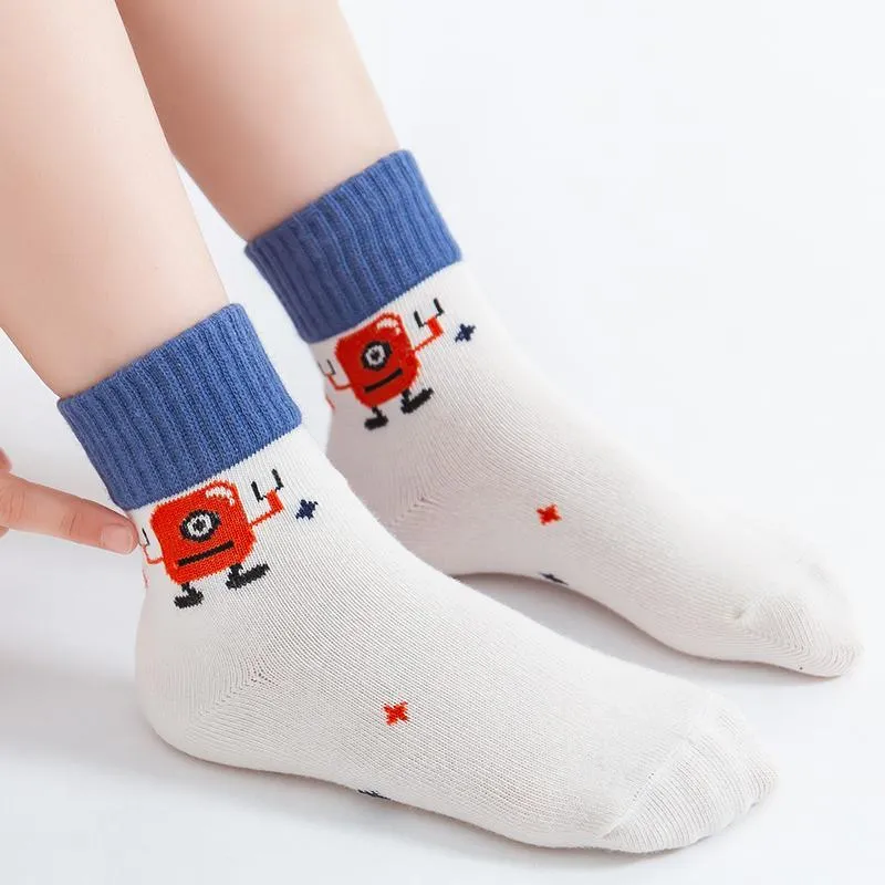 5-piece Cartoon Knee-High Stockings for Unisex