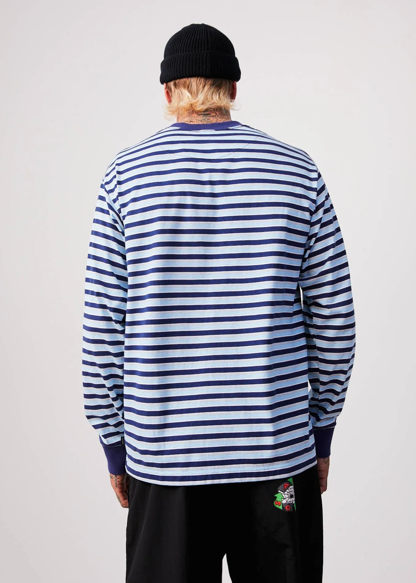 AFENDS Mens Views - Striped Long Sleeve T-Shirt - Seaport