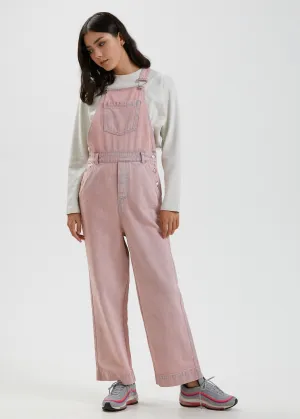 Afends Womens Lucie - Hemp Washed Denim Overalls - Vintage Pink