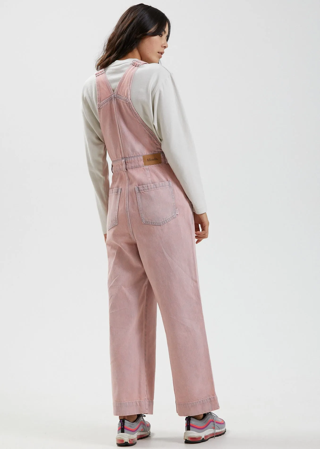 Afends Womens Lucie - Hemp Washed Denim Overalls - Vintage Pink