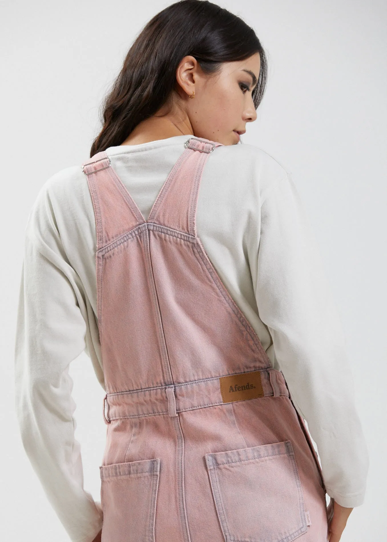 Afends Womens Lucie - Hemp Washed Denim Overalls - Vintage Pink