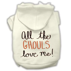 All The Ghouls Screenprint Dog Hoodie Cream M (12)