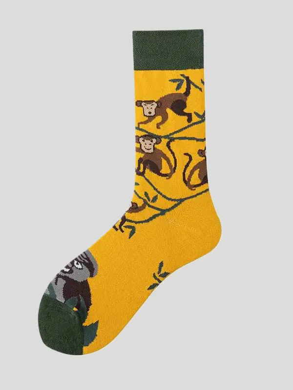 Animal Printed Contrast Color Sweat-Absorbing Socks Accessories