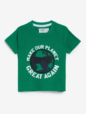 Baby HOP Green Text Print T-Shirt