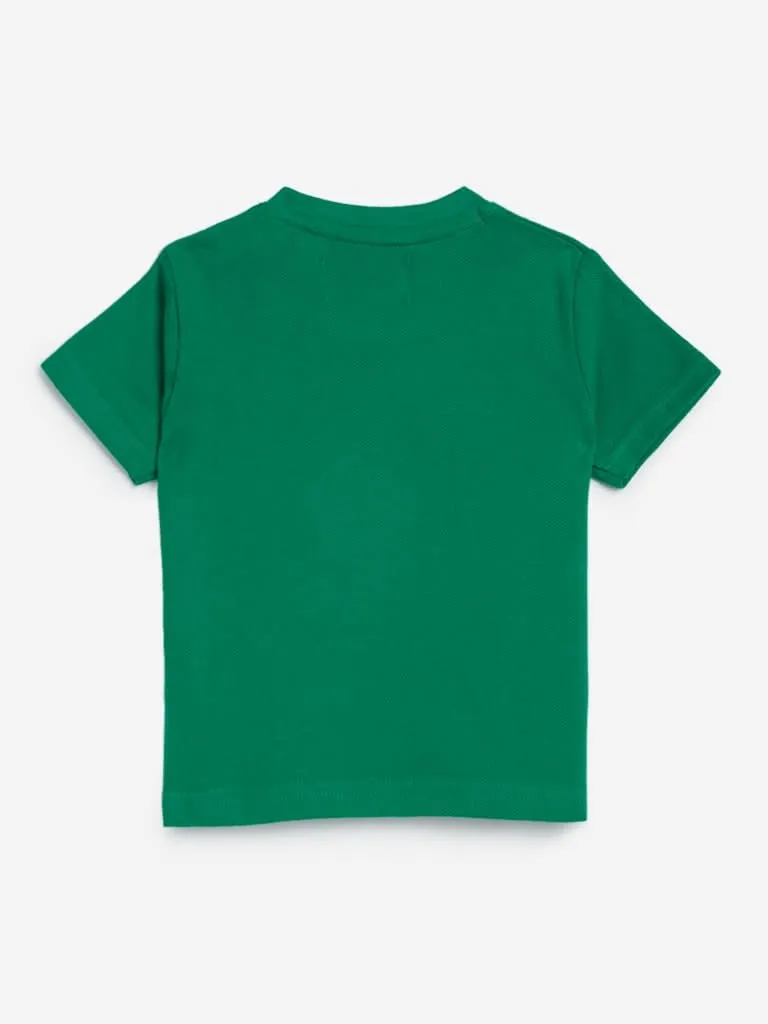 Baby HOP Green Text Print T-Shirt