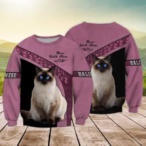 Balinese Cat Never Walk Alone 3D Full Print Christmas Sweatshirt