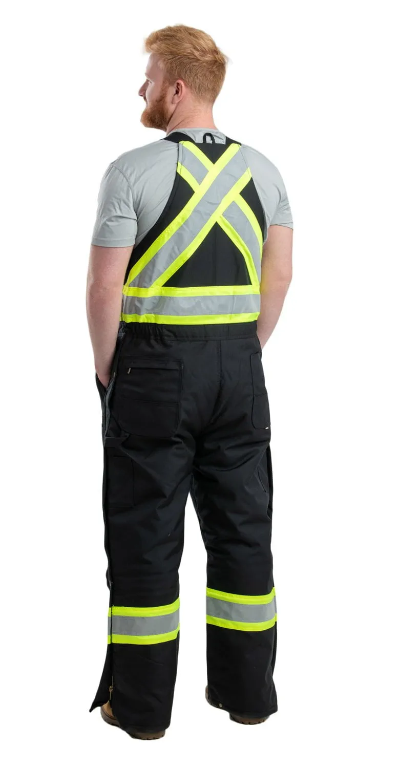 Berne Mens Black Nylon Safety Arctic Insulated Bib Overall