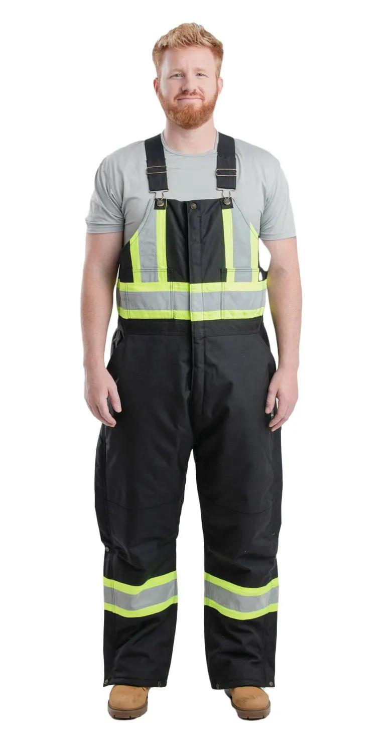 Berne Mens Black Nylon Safety Arctic Insulated Bib Overall