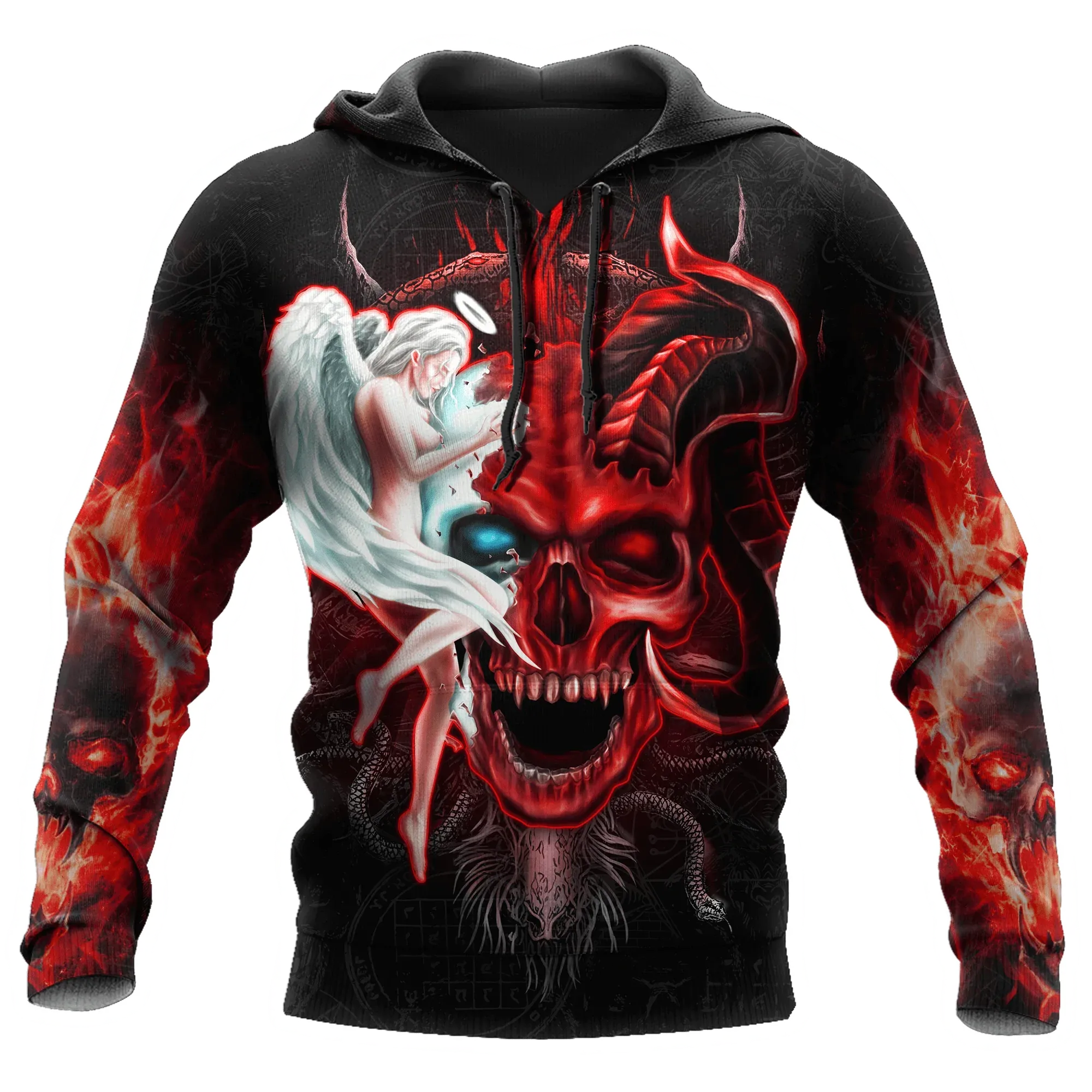 Biker Skulls On The Fire Hoodie For Men And Women 3D Skull Hoodies