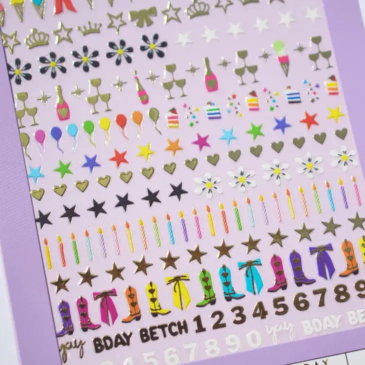 birthday nail art stickers