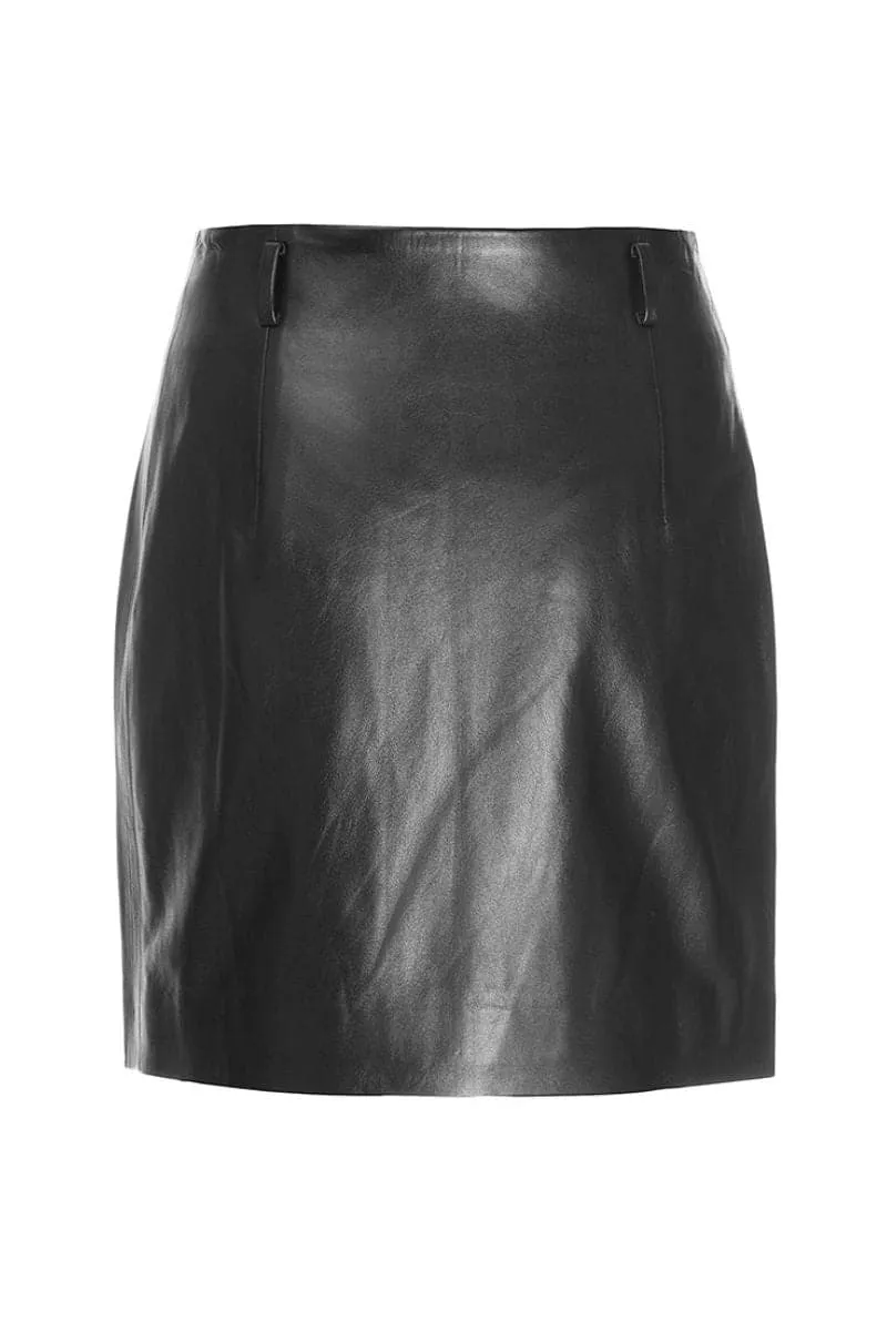 BLACK LEATHER MINI SKIRT