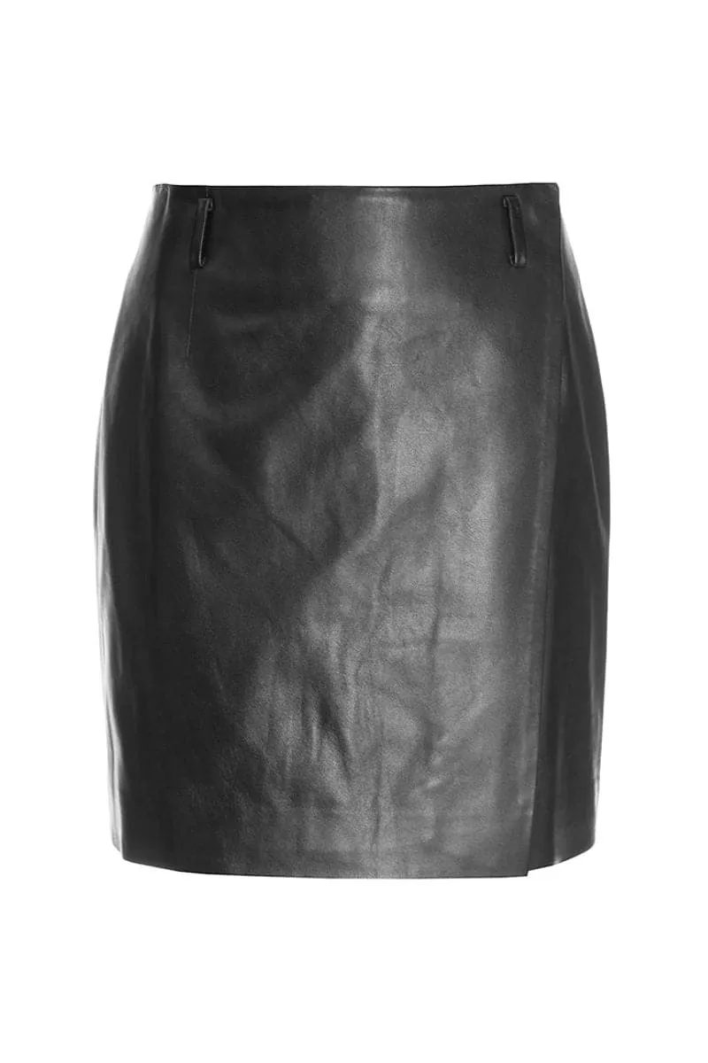 BLACK LEATHER MINI SKIRT