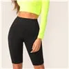 Black Solid High Waist Solid Cycling Athleisure Crop Fitness Short Summer Ladies Basics Workout Leggings