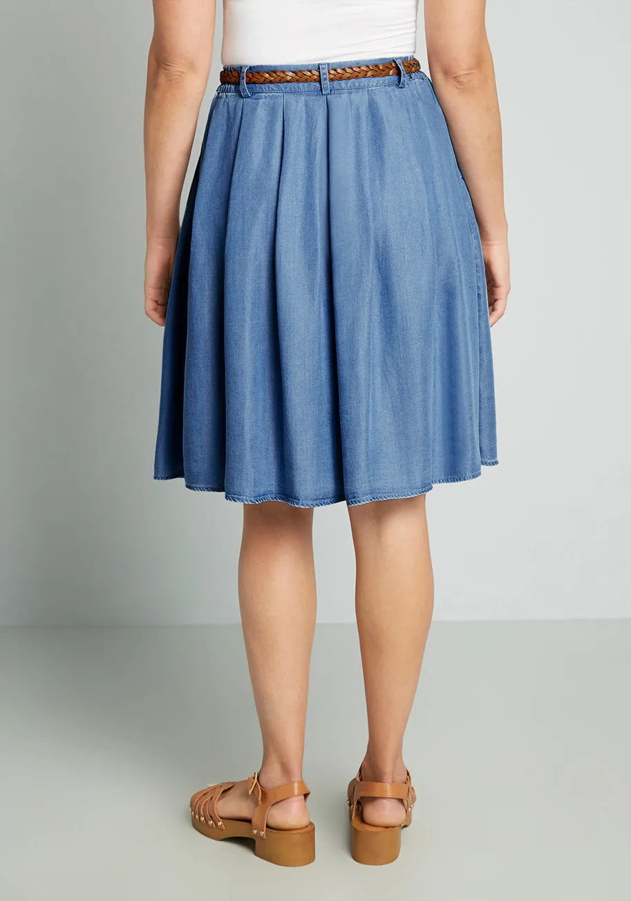 Bookstore's Best Chambray A-Line Skirt