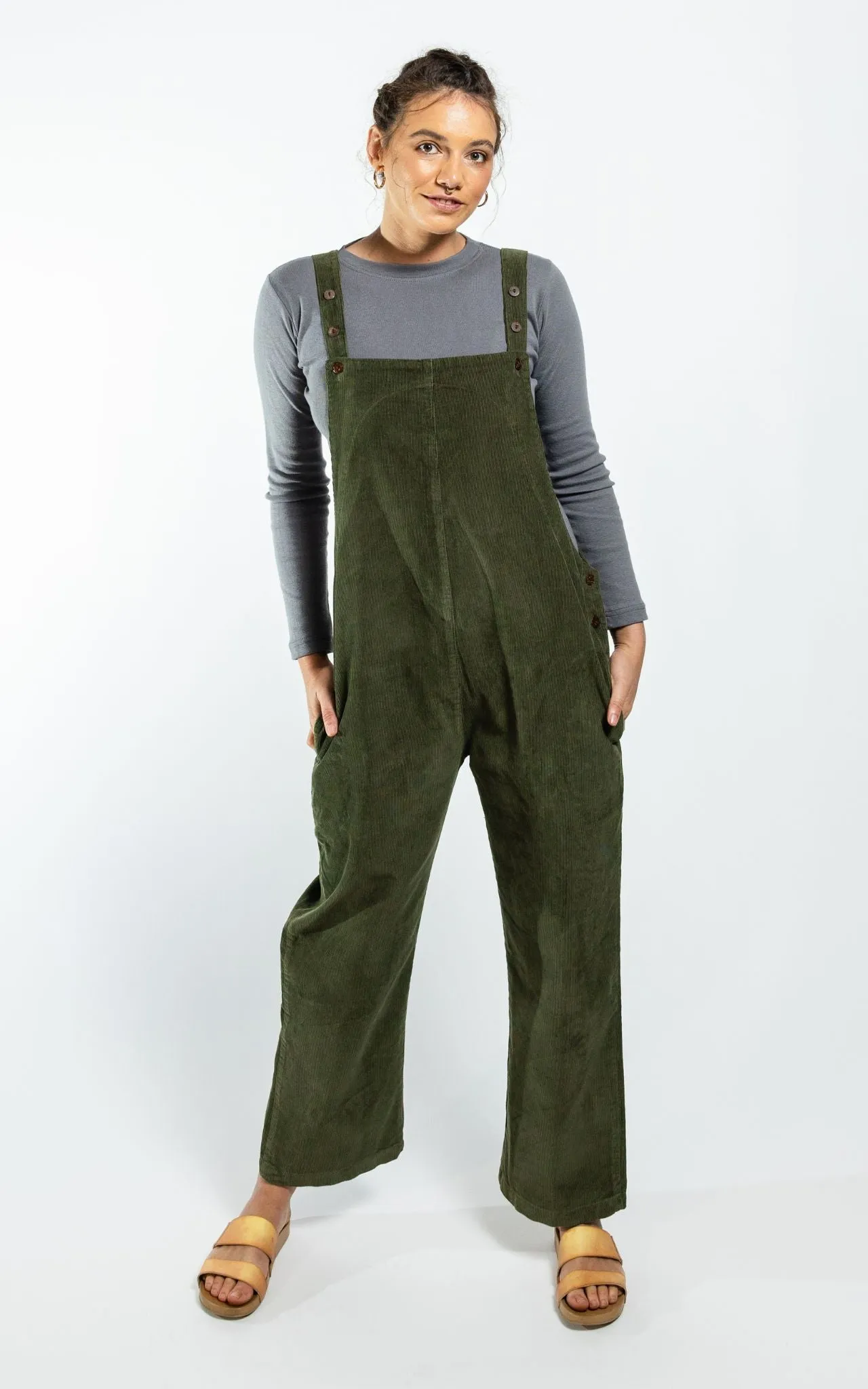 Corduroy Overalls - Khaki