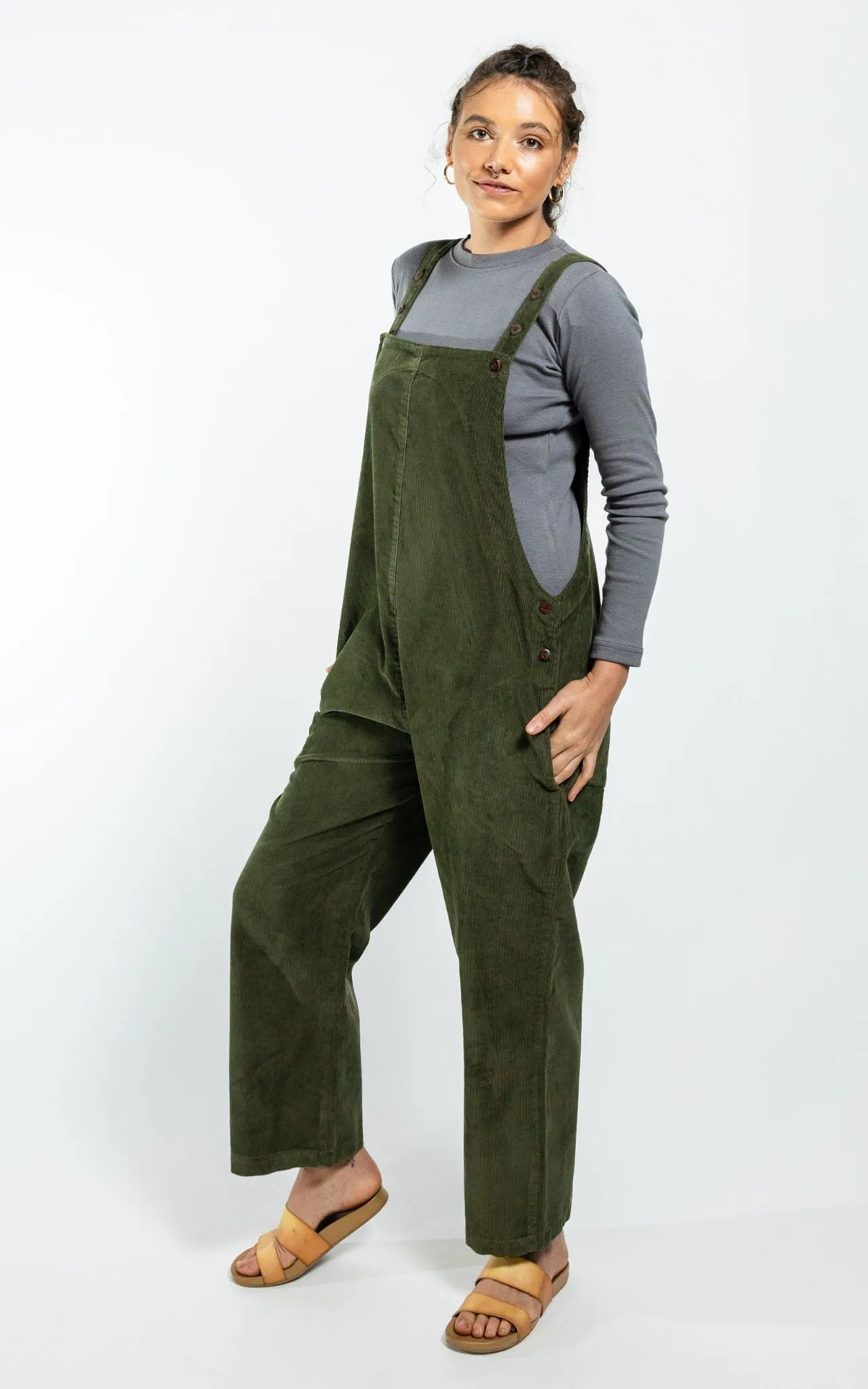 Corduroy Overalls - Khaki