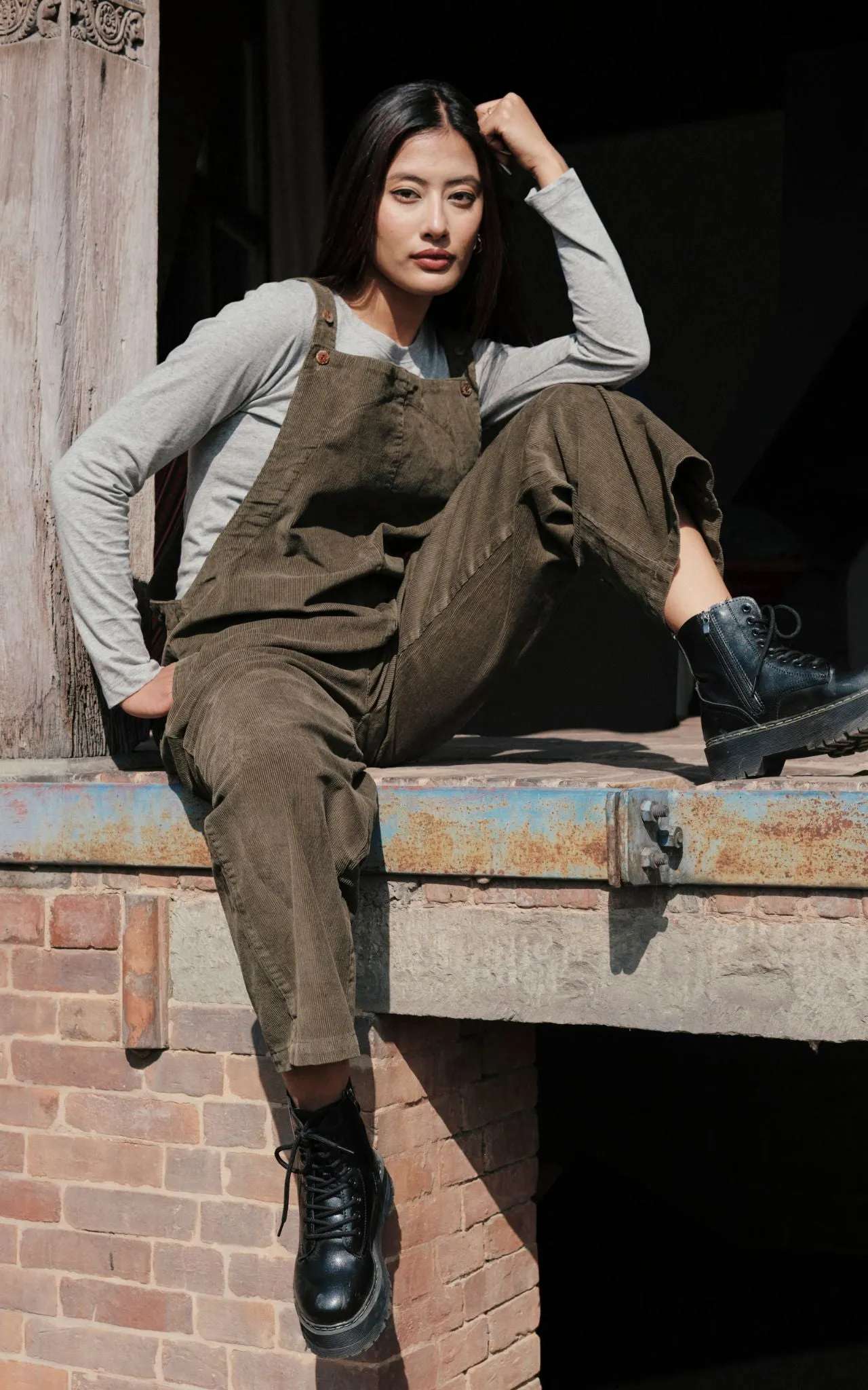 Corduroy Overalls - Khaki