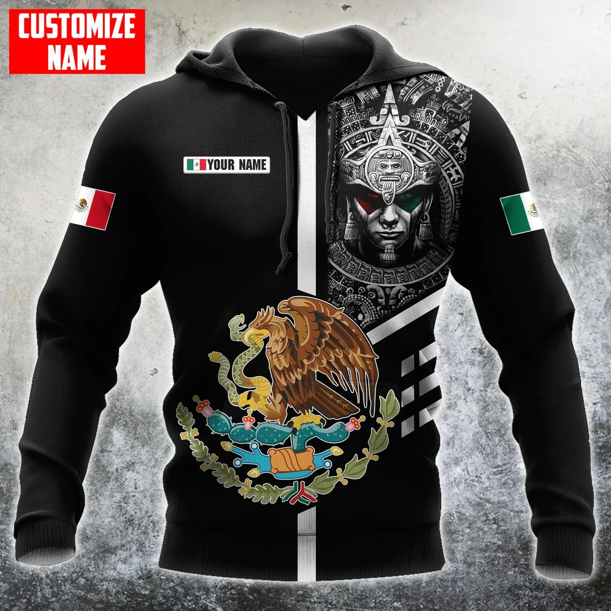 Custom Name Mexico Aztec Warrior Hoodie, Men'S Mexican Hoodie, Aztec Warriors Hoodies