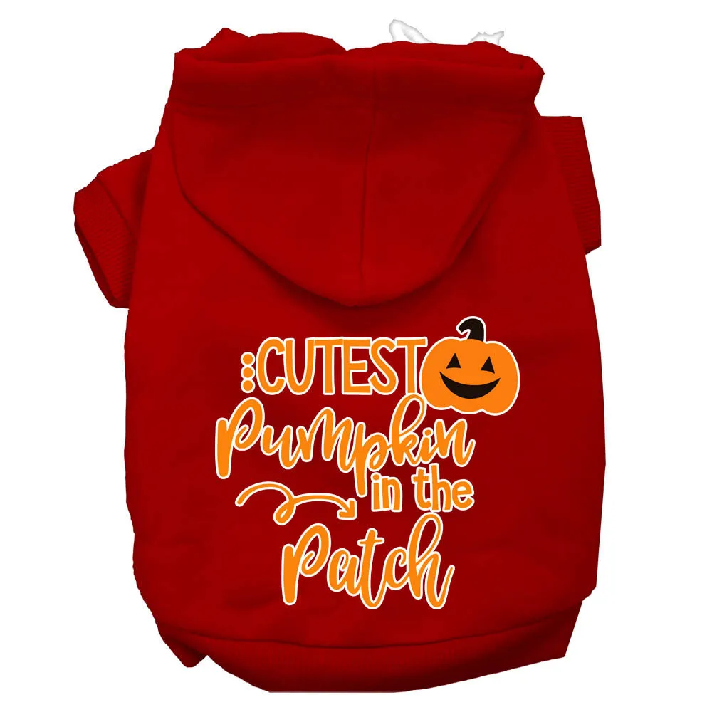 Cutest Pumpkin In The Patch Screen Print Dog Hoodie Red S