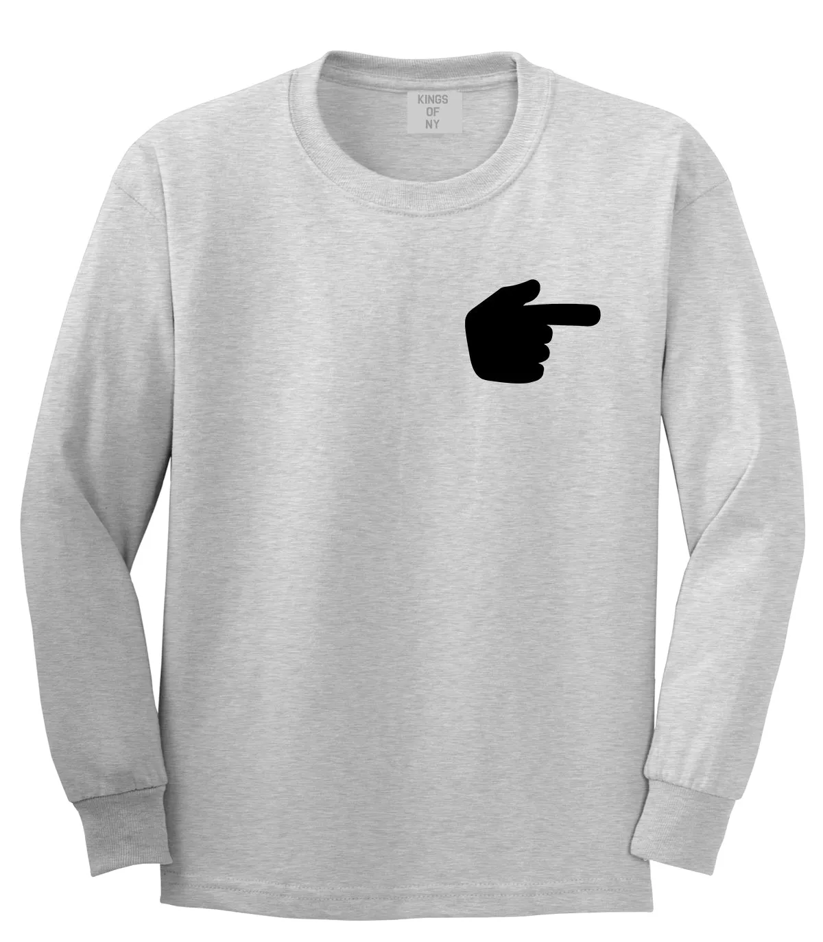 Datway Pointing Finger Chest Mens Long Sleeve T-Shirt