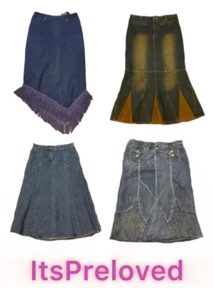 Denim classics: y2k denim long skirts(RX-778)