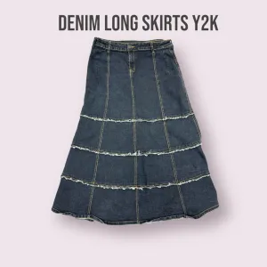 Denim Long Skirts Y2K