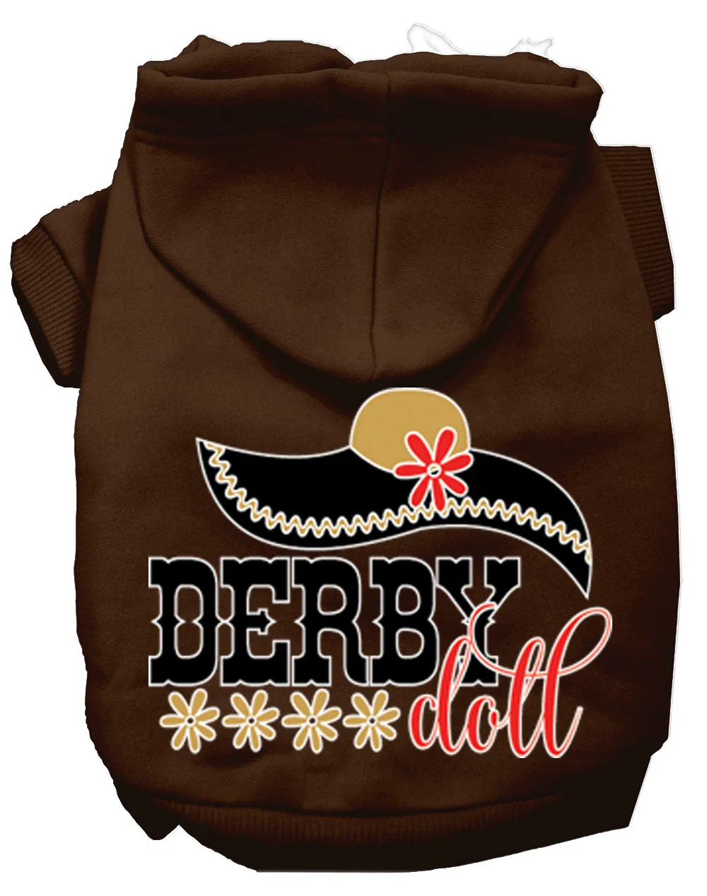 Derby Doll Screen Print Dog Hoodie Brown S