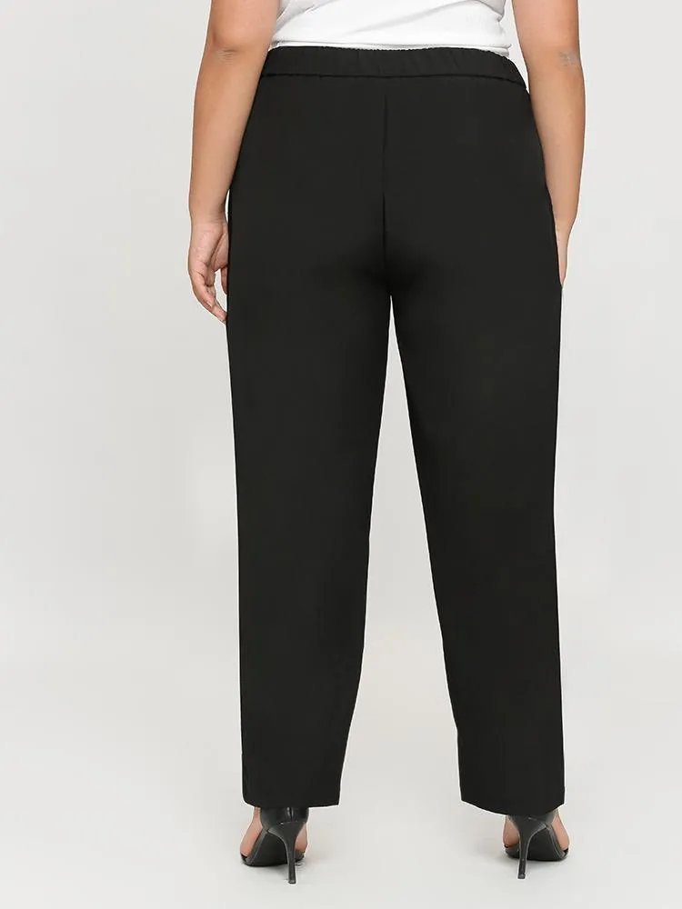 Elastic Waist Straight Pants