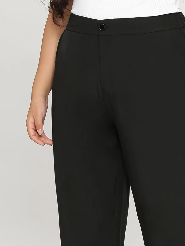 Elastic Waist Straight Pants