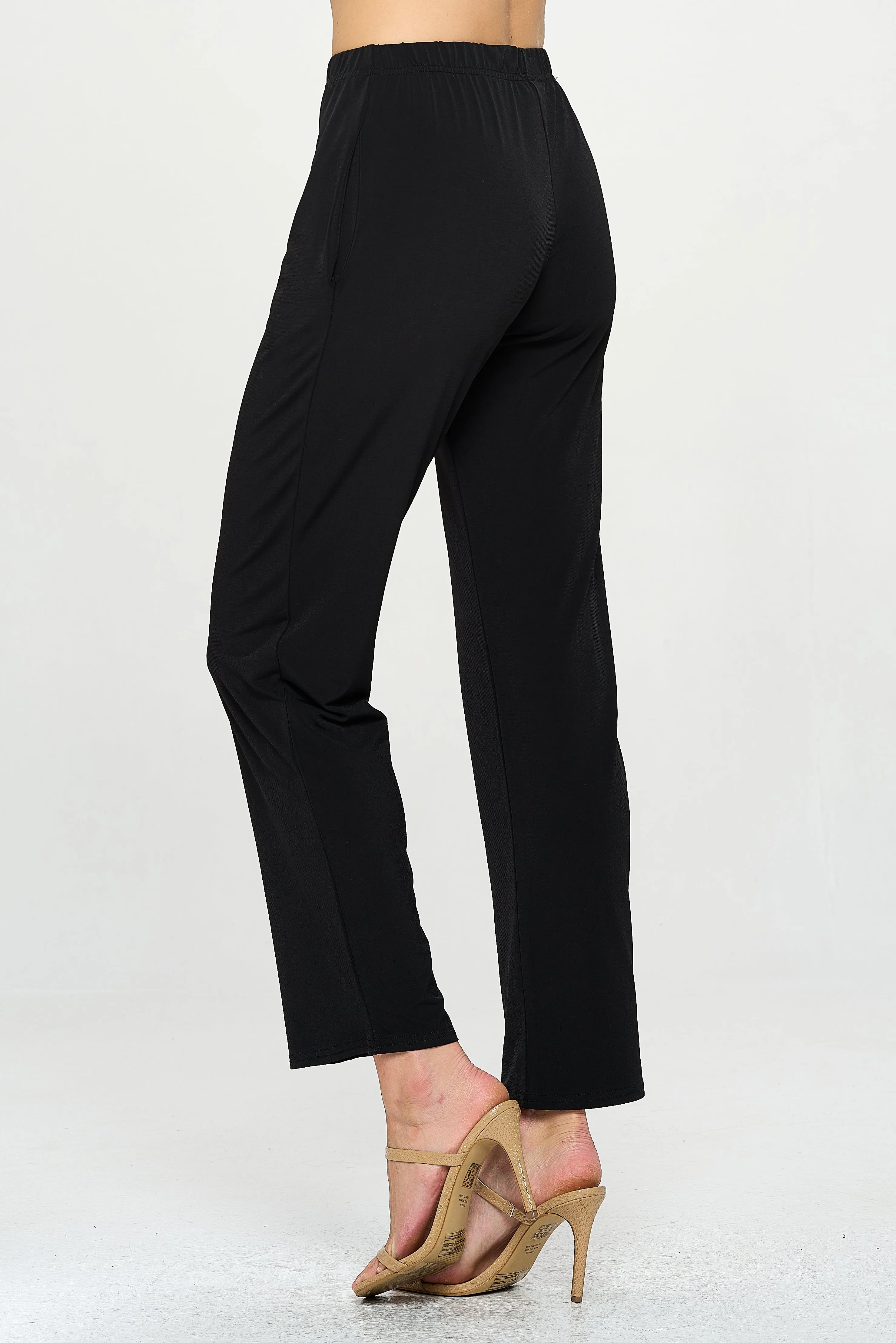 Elastic Waistband Flared Pants-5044HT-ARS1-K