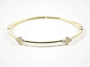 Elegant Dainty Thin Floral CZ Gold Tone Silver Bangle Bracelet