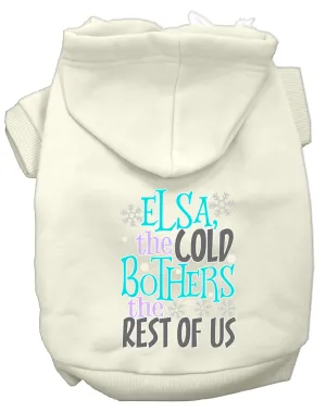 Elsa, The Cold Screen Print Dog Hoodie Cream S