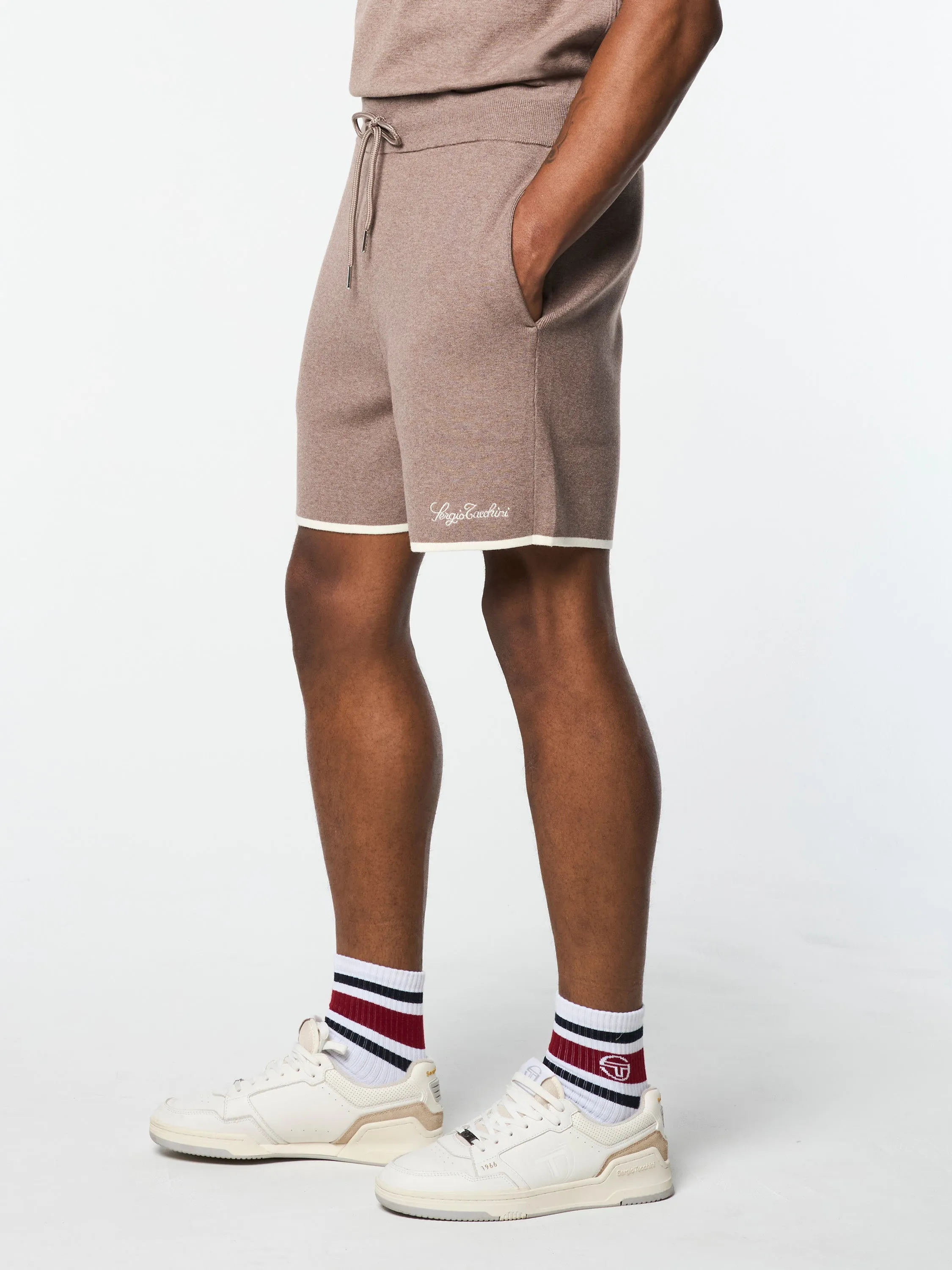 Enzo Knit Shorts- Taupe Grey