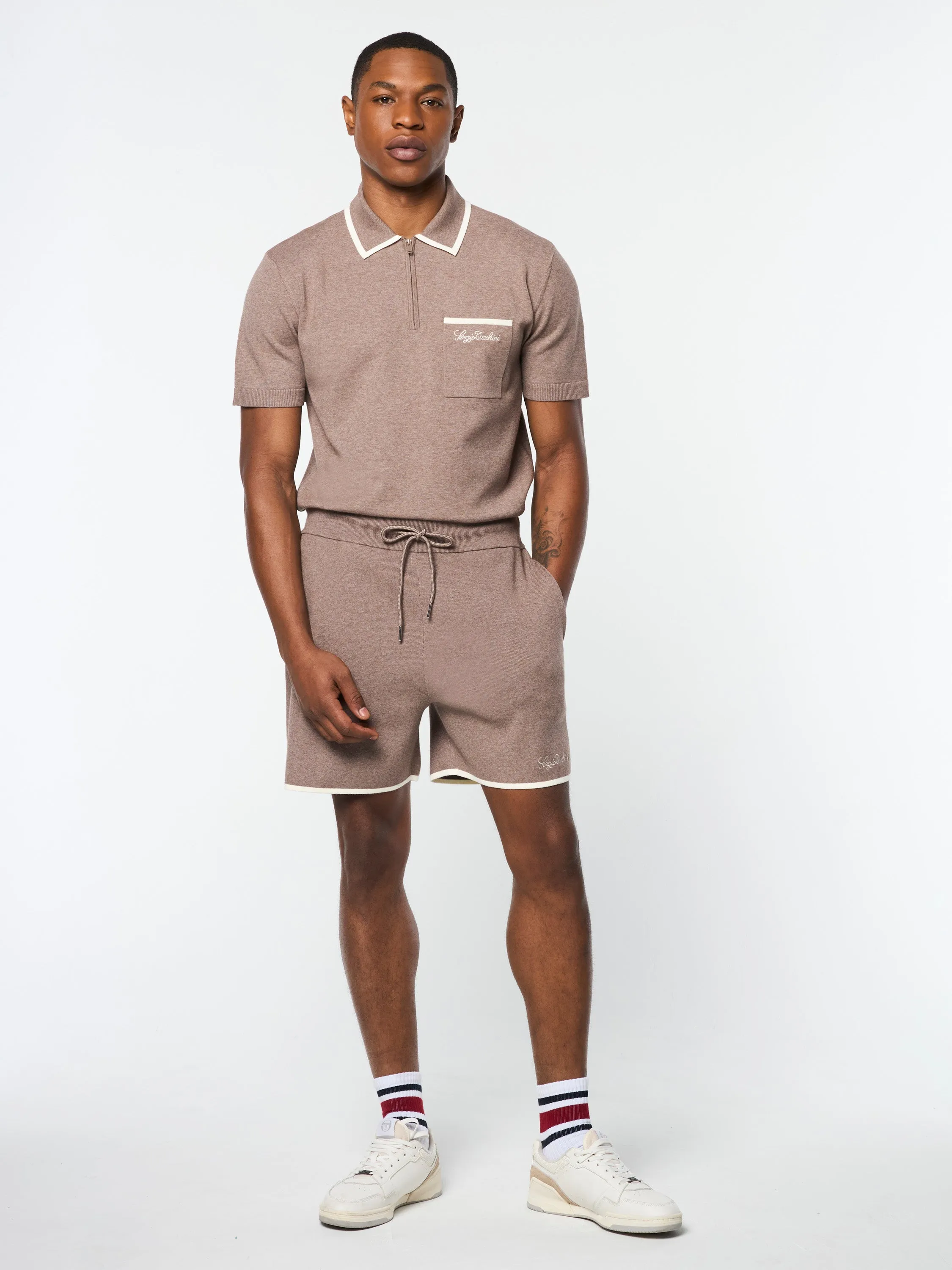 Enzo Knit Shorts- Taupe Grey