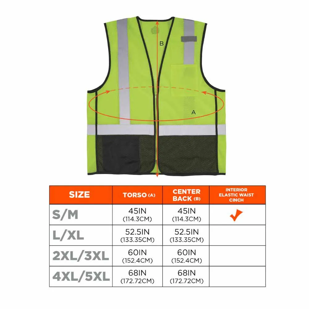 Ergodyne 23019 8210ZBK 4XL/5XL Lime Hi Vis Safety Vest