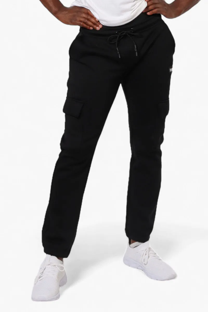 Essentials Solid Tie Waist Cargo Joggers - Black