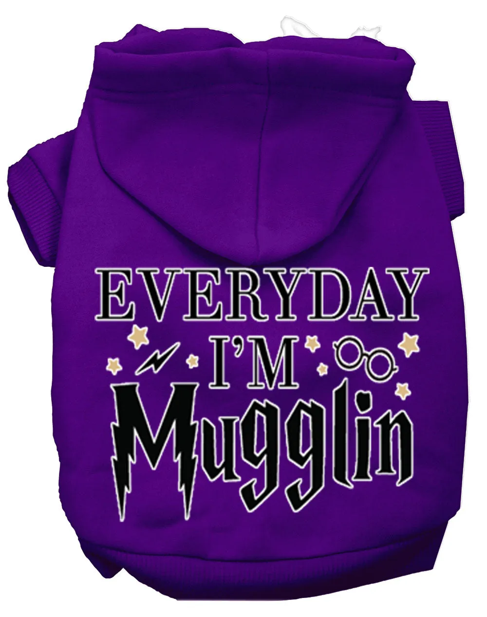 Everyday I'm Mugglin Screen Print Dog Hoodie Purple Xxl