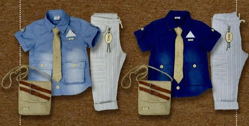 Fancy Denim Boys Casual Set