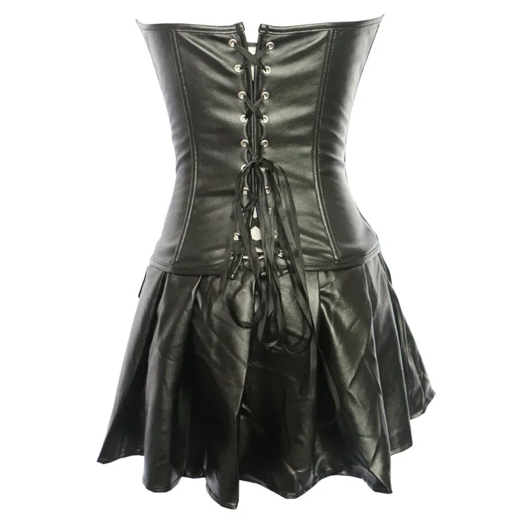 Faux Leather Corset Dress