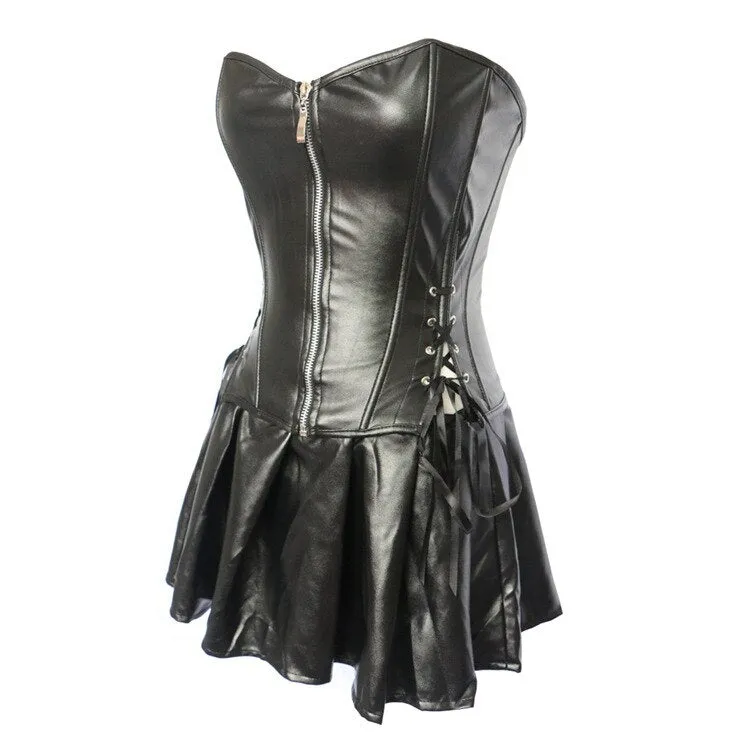 Faux Leather Corset Dress