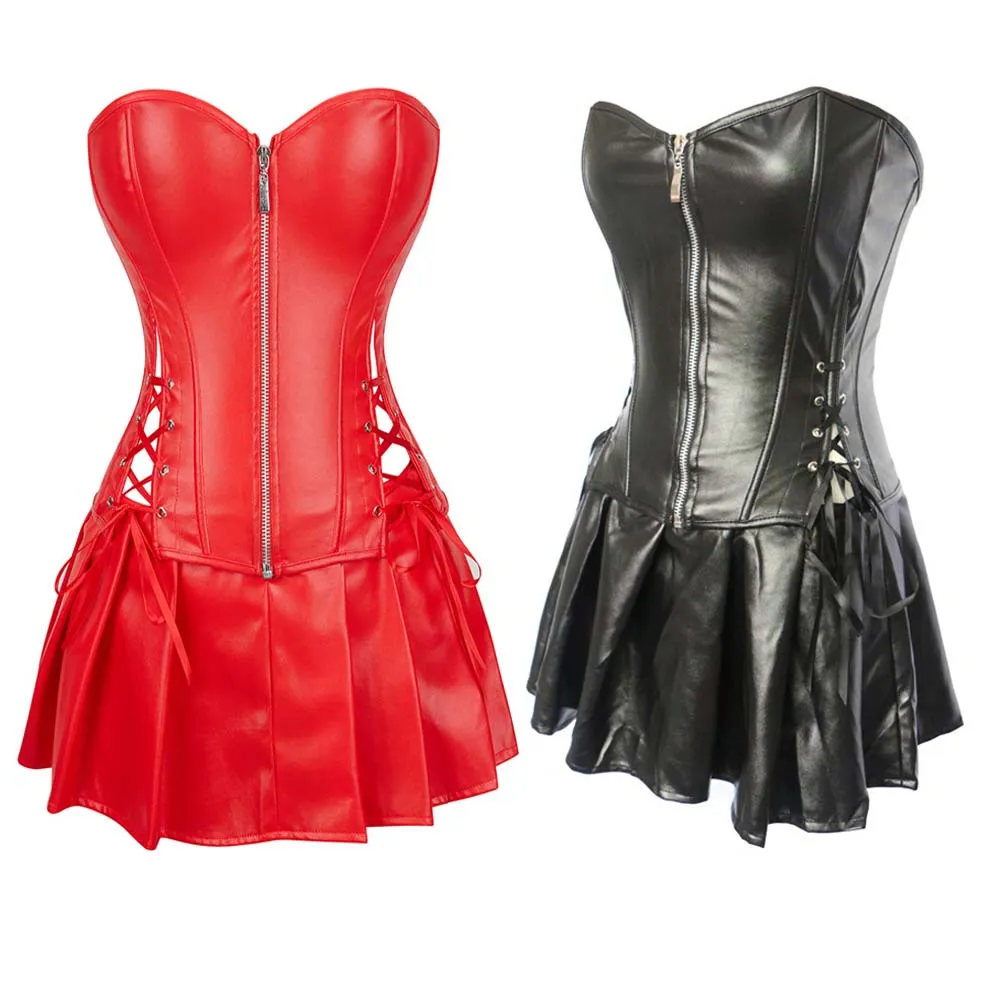 Faux Leather Corset Dress