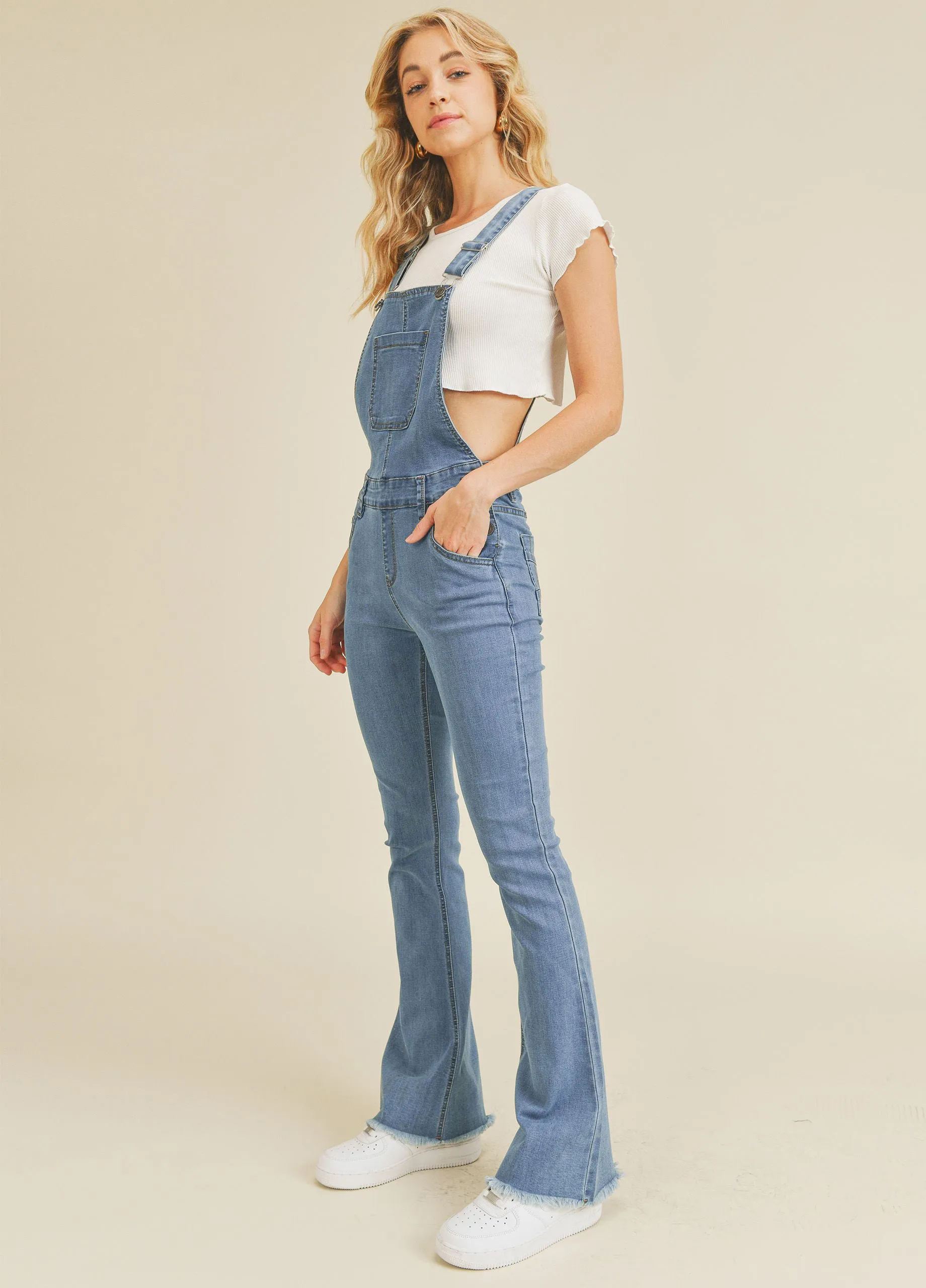 Flare Leg Denim Overalls