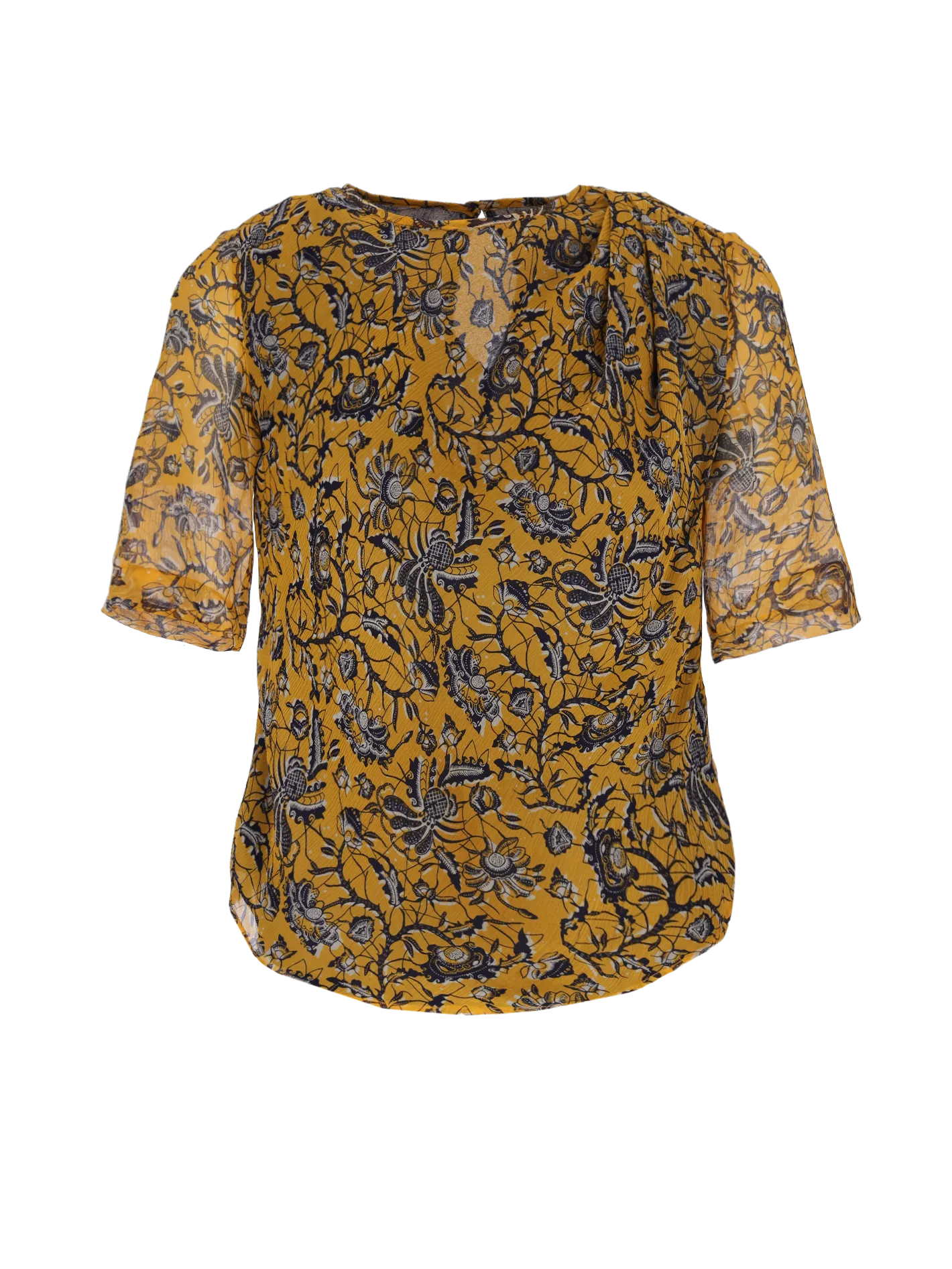 floral-print silk blouse