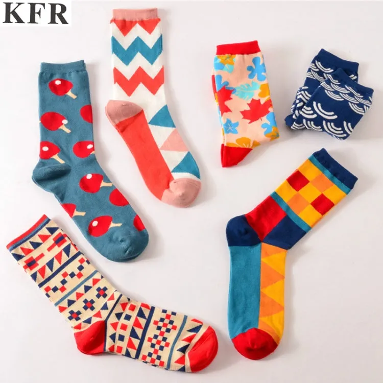 Funny Cute Happy Socks Womens Men Print Casual Harajuku Socks(Wave Pattern)