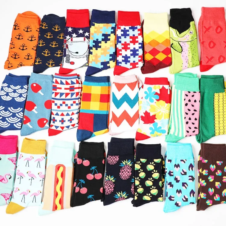 Funny Cute Happy Socks Womens Men Print Casual Harajuku Socks(Wave Pattern)