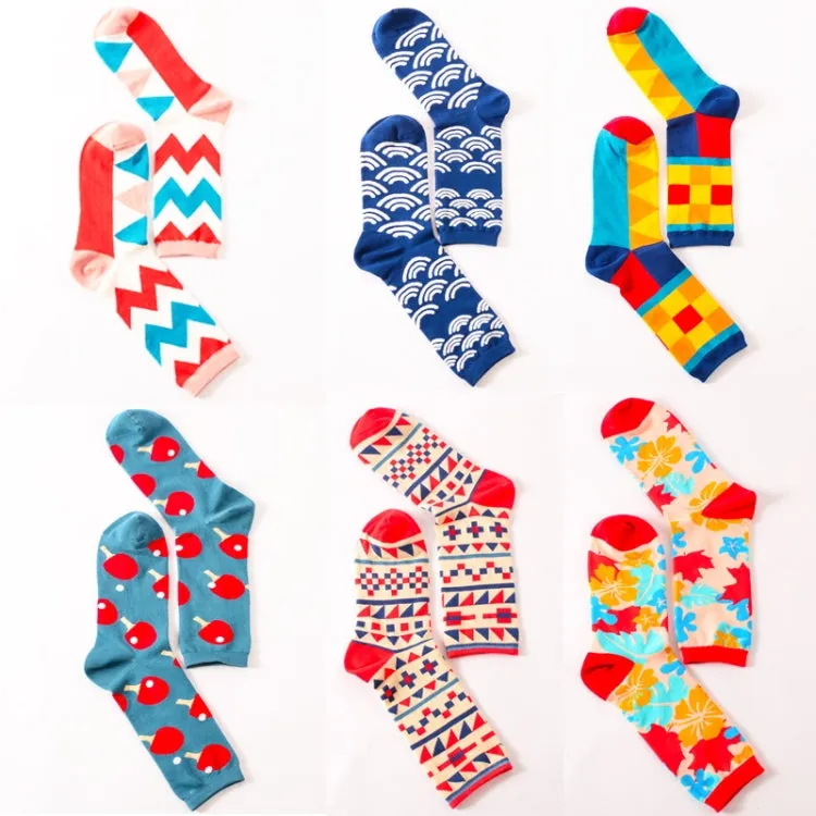 Funny Cute Happy Socks Womens Men Print Casual Harajuku Socks(Wave Pattern)