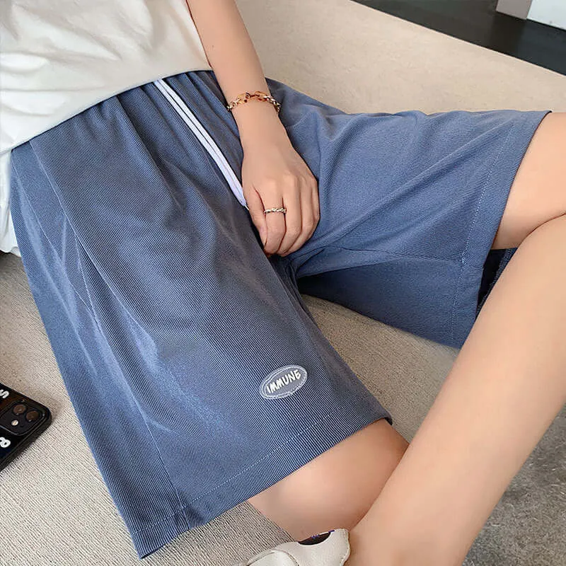 Ice silk sports shorts female summer loose thin section 2021 new high waist straight slim casual hairs five pants